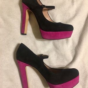 Vince Camuto 2tone Fuschia Black Maryjanes 7.5
